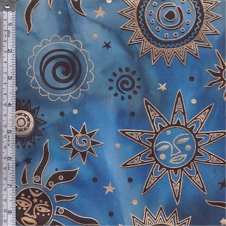 TEXTILE CREATIONS Textile Creations OY-156 Odyssey Fabric; Sun Black Gold On Blue; Black; 15 yd. OY-156